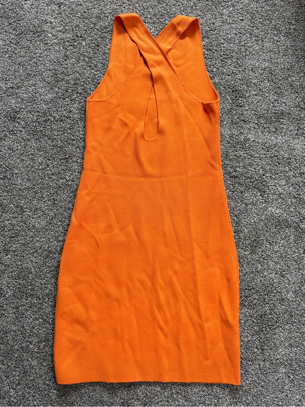 House of Harlow 1960 Orange Knit Bodycon Midi Dress Cross Back Size M - Picture 3 of 6